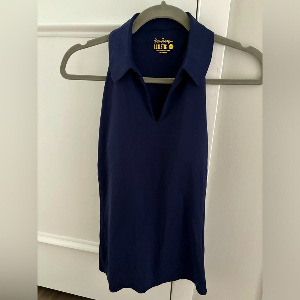 Lilly Pulitzer Lakelyn Bra Polo UPF +50, XS, Navy.